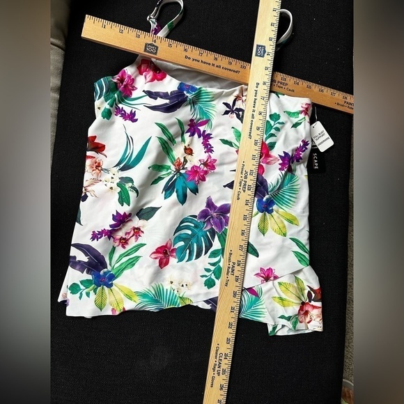 Island Escape Tankini Swimsuit Top Underwire Removable Pads Floral 8 Full Bust - Picture 10 of 13